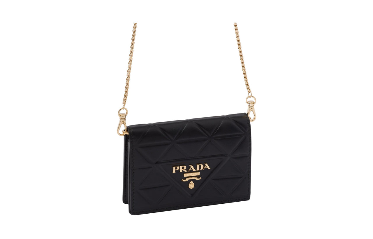 PRADA Cow Leather Card Holder Regular Women's Black