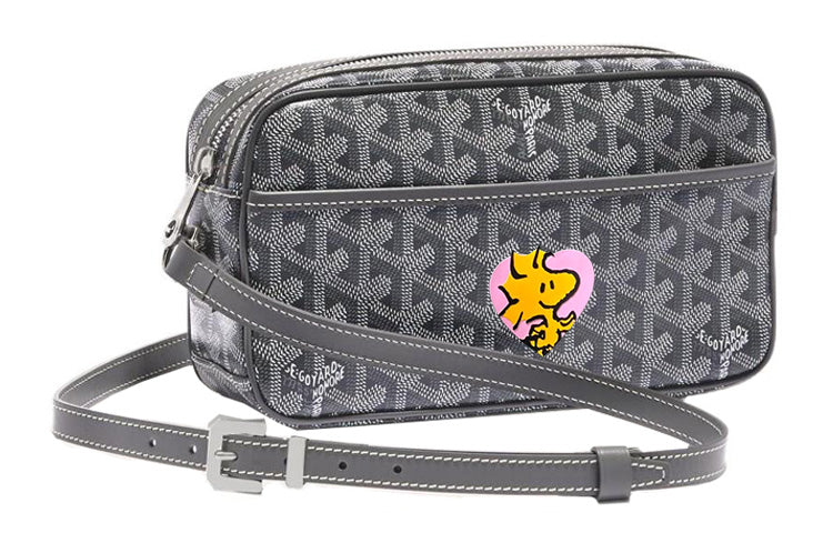 GOYARD Cap-Vert Canvas With Leather Camera Bag Shoulder Bag Crossbody Bag Small Size Unisex Gray/Pink
