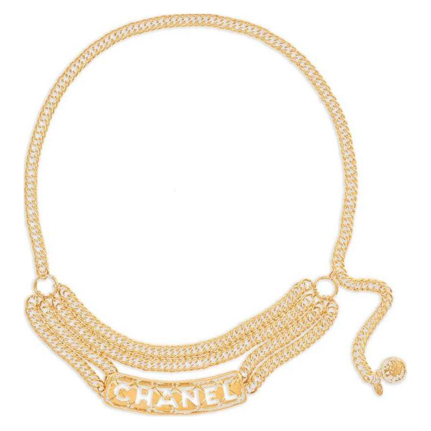 CHANEL 1994 Logo Plaque Chain Belt