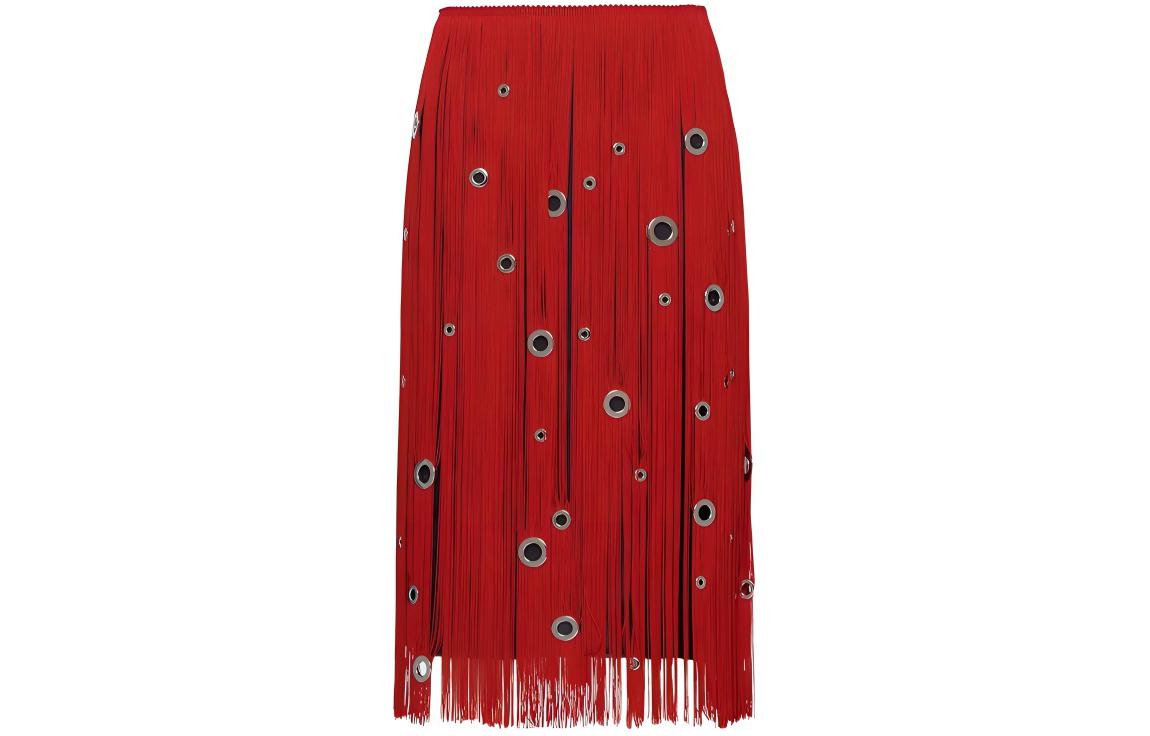 PRADA Eyelet embellished Fringe Skirt