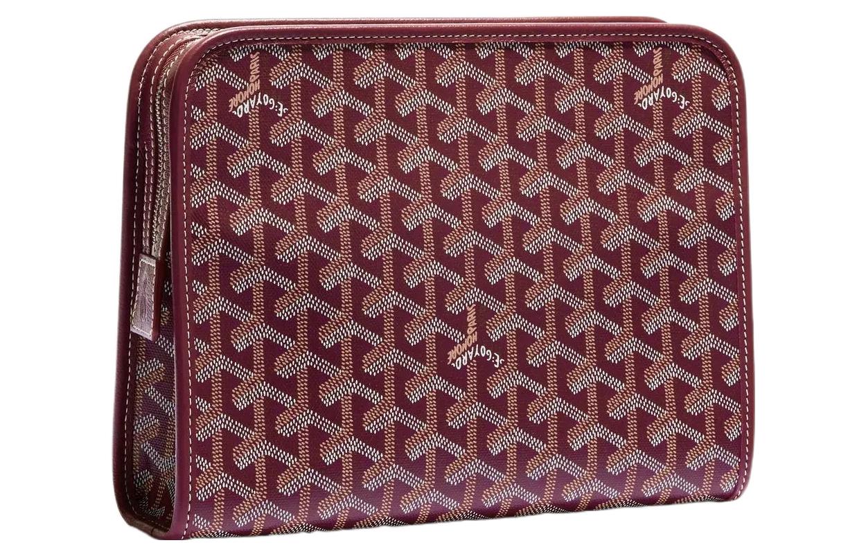 GOYARD JOUVENCE Canvas With Leather Travel Storage Bags Handheld Toiletry Bags Medium Size Unisex Burgundy