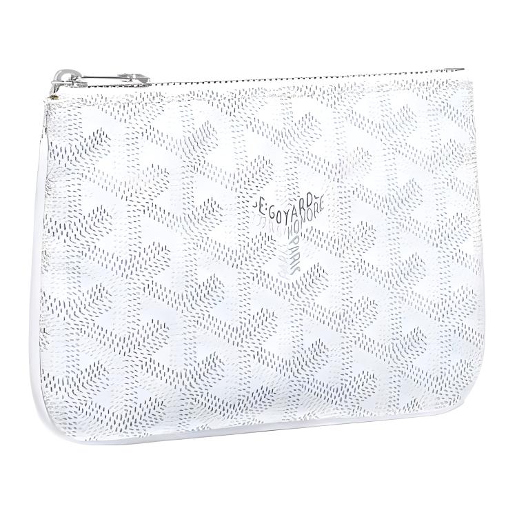 GOYARD SENAT Canvas With Calfskin Wallet Card Holder Clutch Mini Unisex White