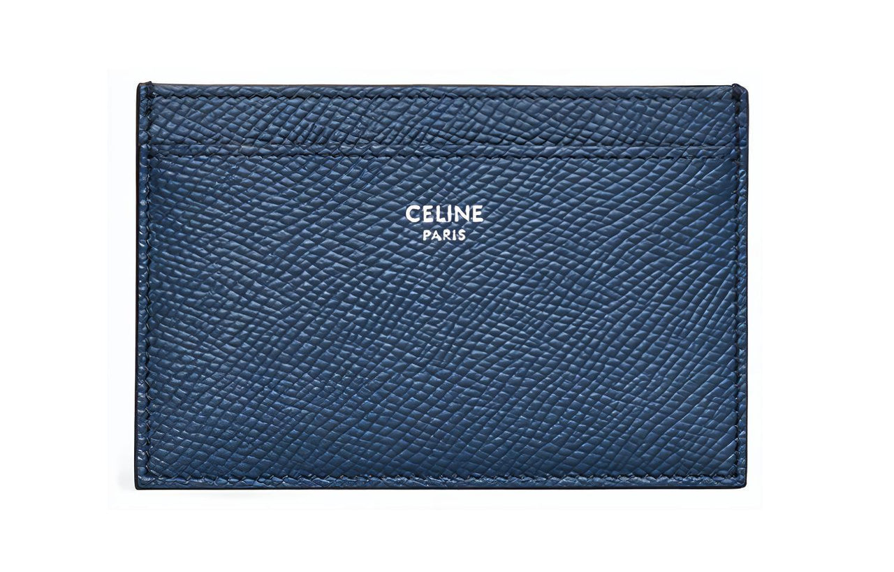 CELINE Cow Leather Card Holder Mini Men's Navy
