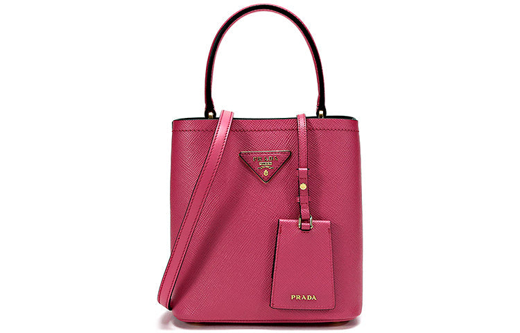 PRADA Cow Leather Crossbody Bag Women's Rose Red