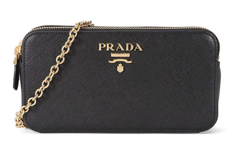 PRADA Cow Leather Shoulder Bag Women's Black