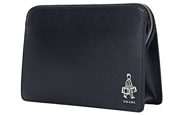 PRADA Cow Leather Clutch Regular Men's Black
