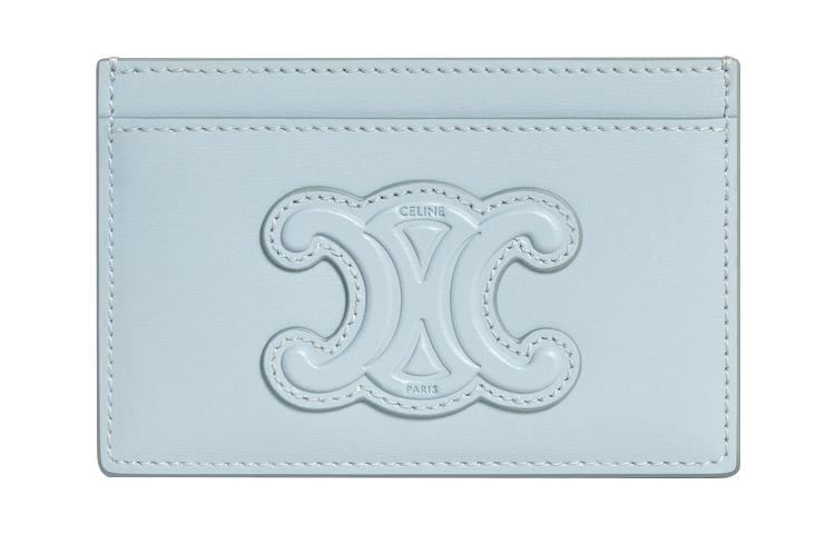 CELINE Cuir Triomphe Shiny Calfskin Card Holder Women's Ice Blue