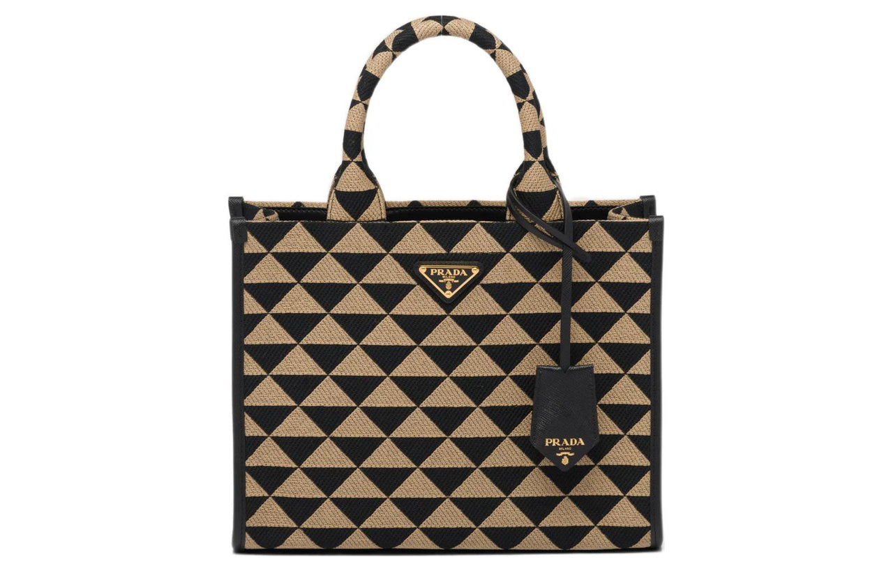 PRADA Embroidered Fabric Tote Bag Shopping Bag Handbag Women's