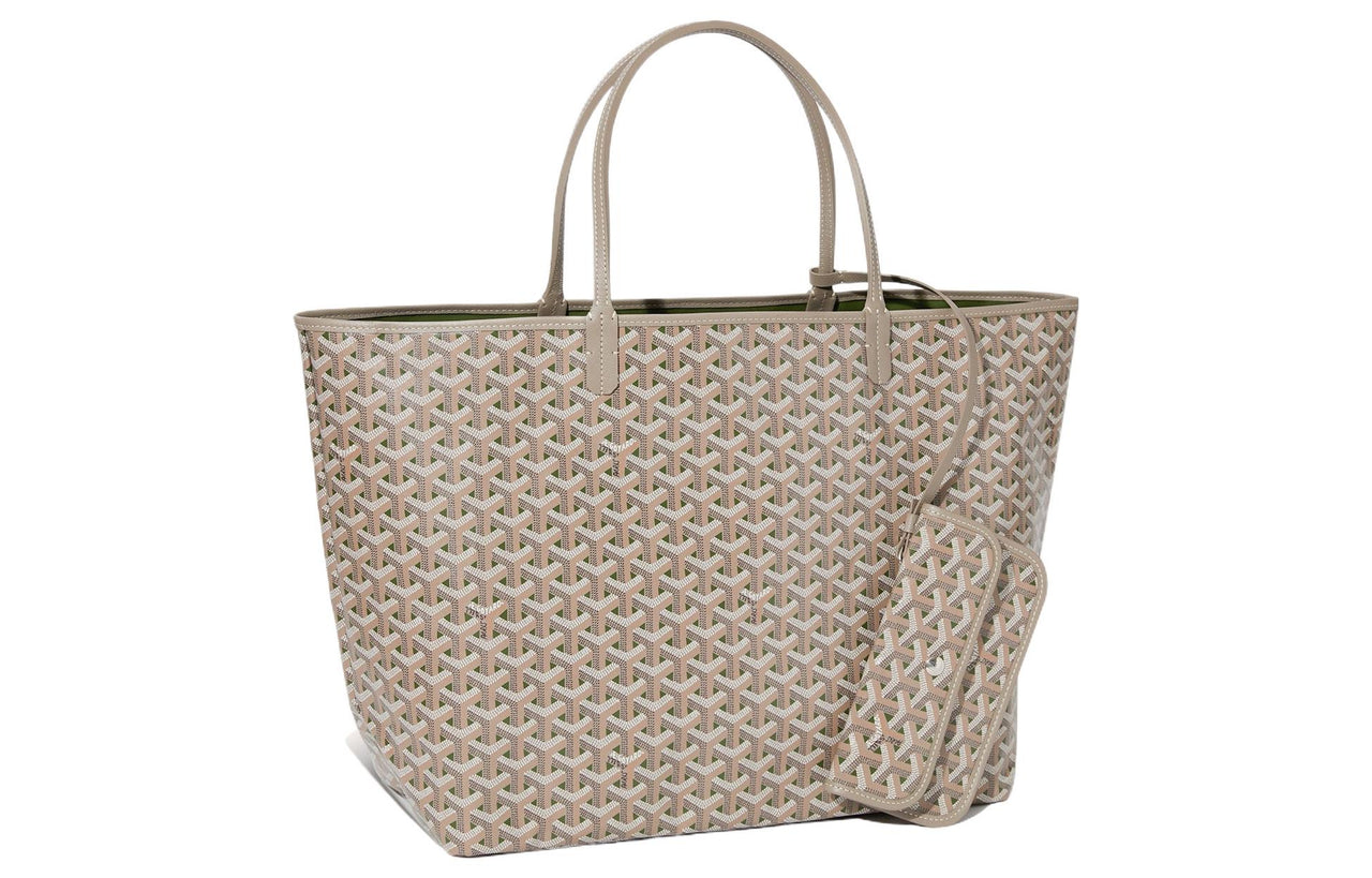 GOYARD Saint Louis Canvas With Leather Combo Tote Bag One Shoulder Handbags Large Size Unisex Khaki