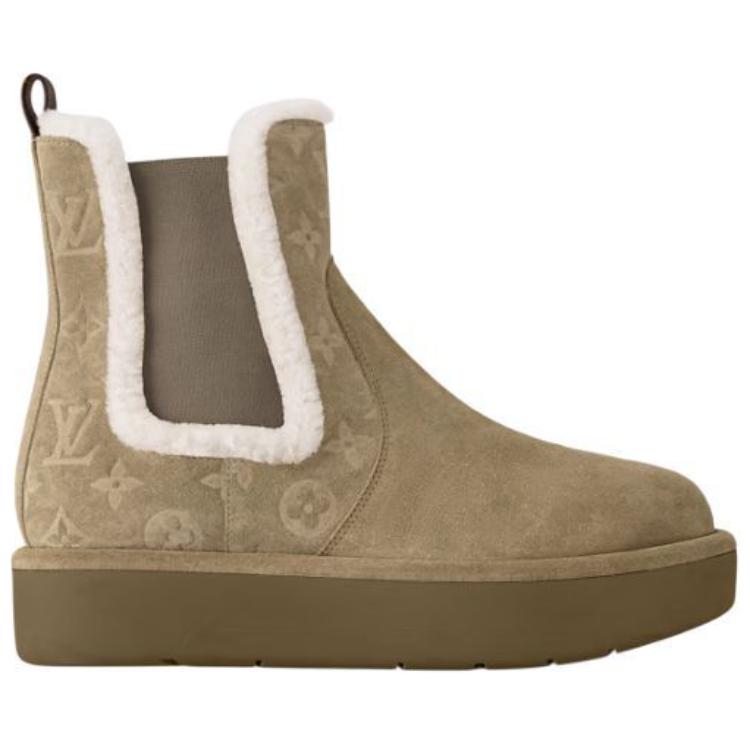 LOUIS VUITTON Aspen Short Chelsea Boots Women's Khaki Green