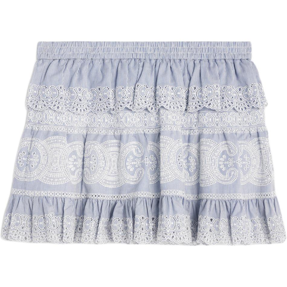 CELINE Embroidered Mini Skirt In Striped Cotton And Cashmere