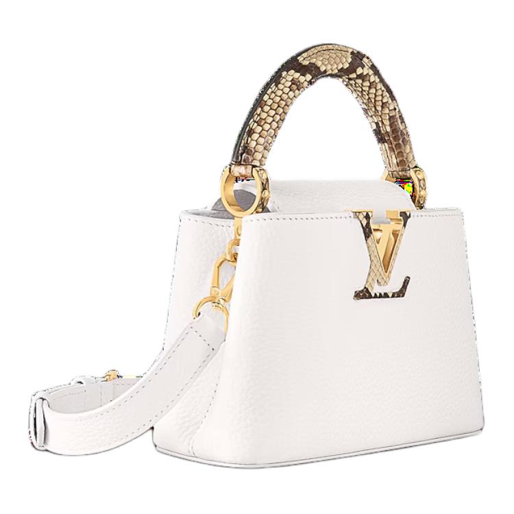 LOUIS VUITTON Capucines Taurillon Leather One Shoulder Handbag Mini Women's White