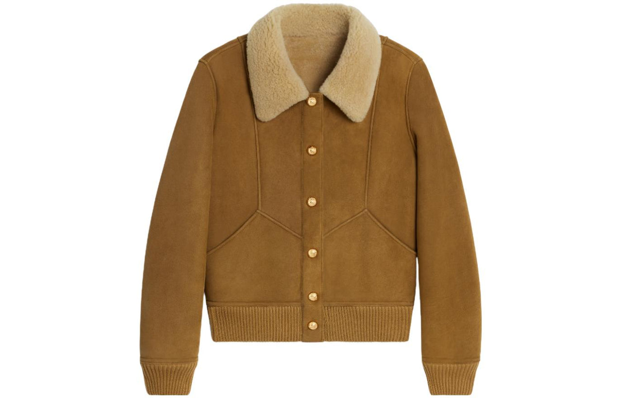 CELINE FW23 Leather Jackets Coats Women's Brown