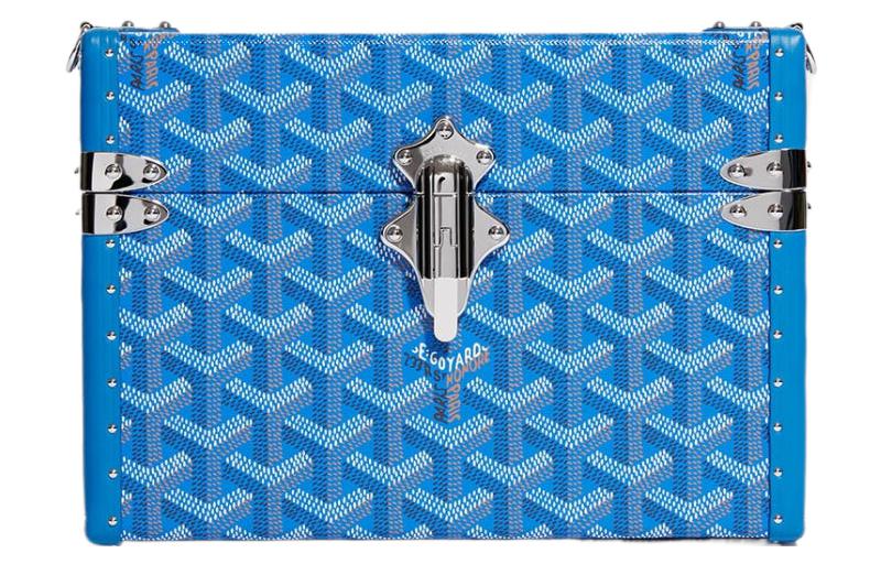 GOYARD Cassette Canvas With Leather Trim TRUNK Hard Case With Crossbody Bag Unisex Blue