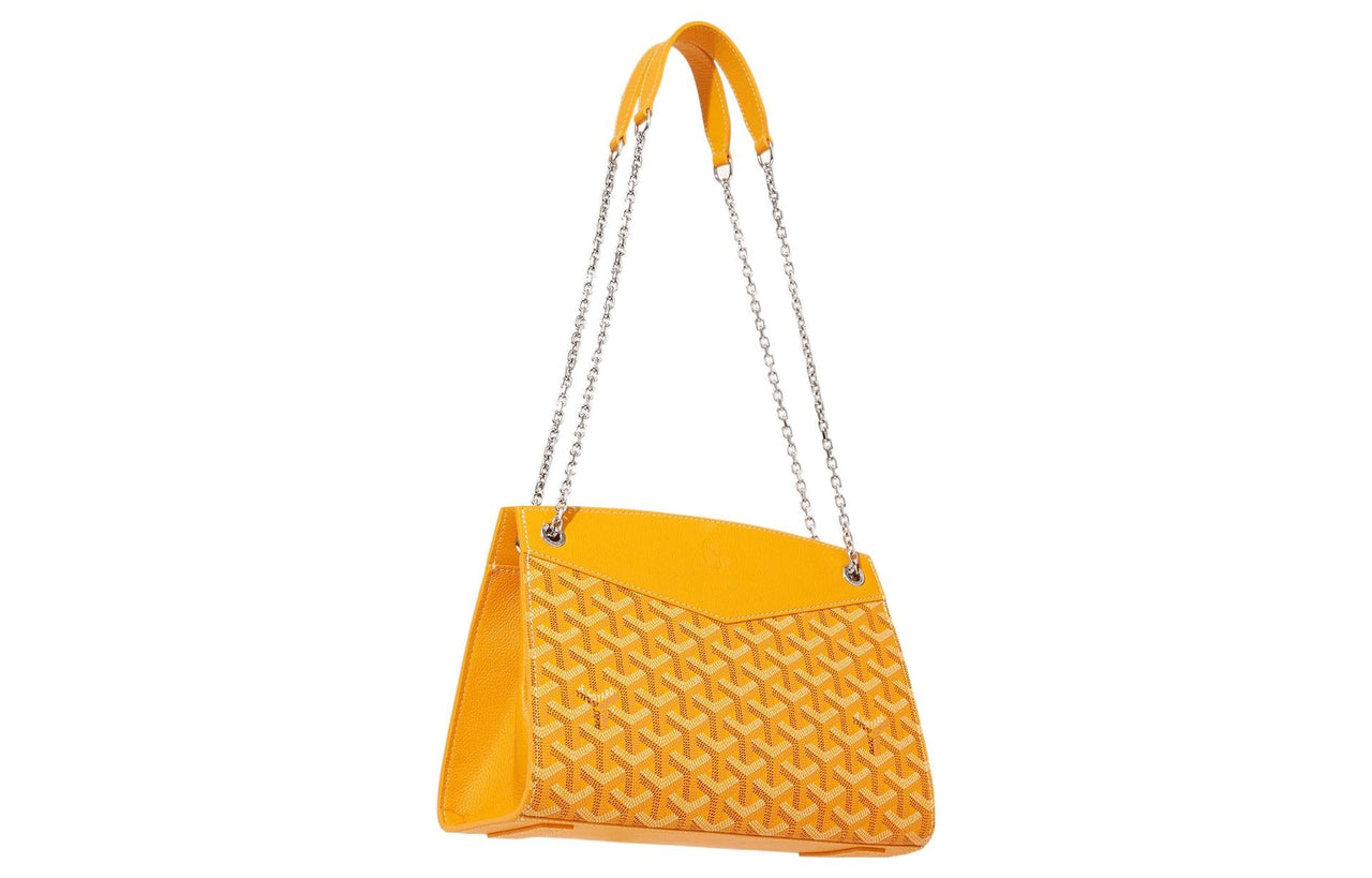 GOYARD Rouette Canvas With Leather Totes Chain Bag Shoulder Bag Small Size Women's Yellow