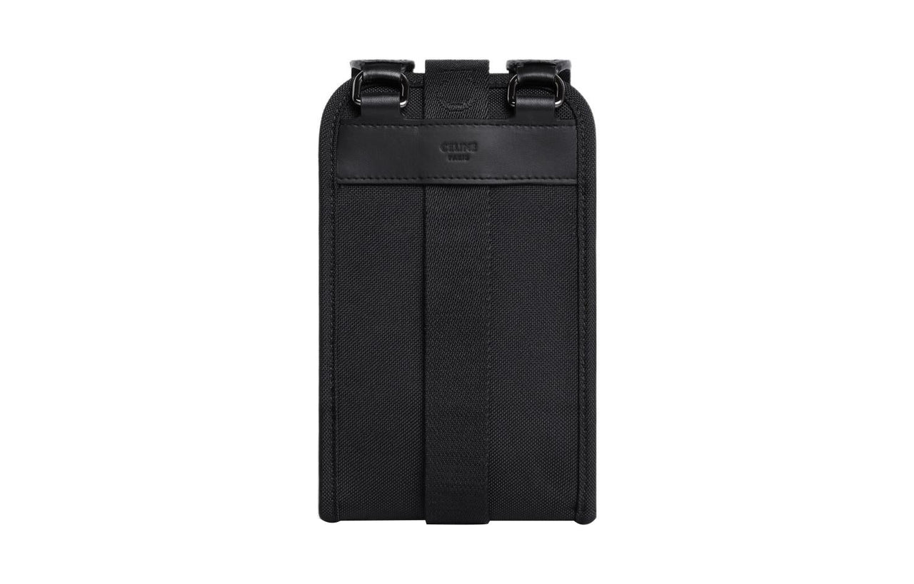 CELINE Fabric Shoulder Bag Crossbody Bag Cell Phone Pouch Men's Black