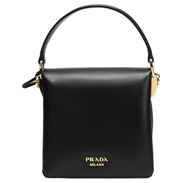 PRADA Cow Leather Handbag Shoulder Bag Crossbody Bag Women's Black