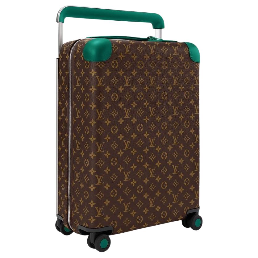 LOUIS VUITTON Leather Trim Trolley Bag Unisex Green & Brown