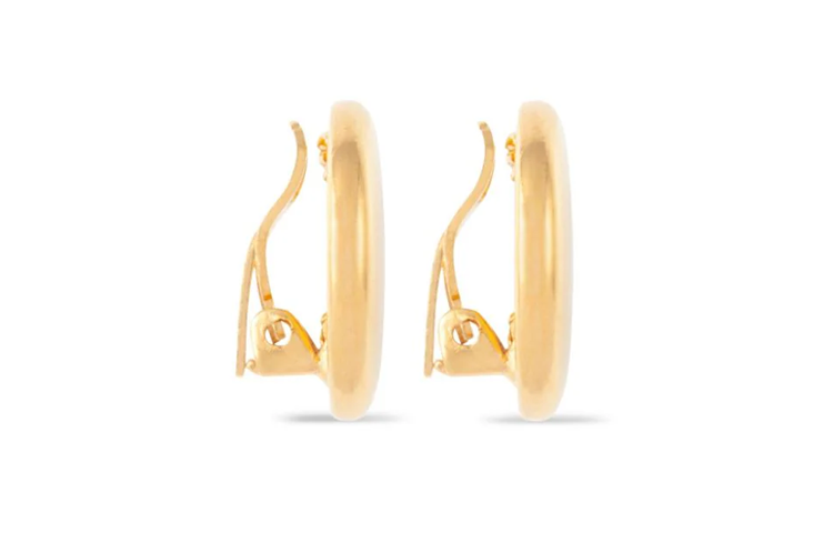 CHANEL 1994 Gold Plated Interlocking Cc Clip on Earrings