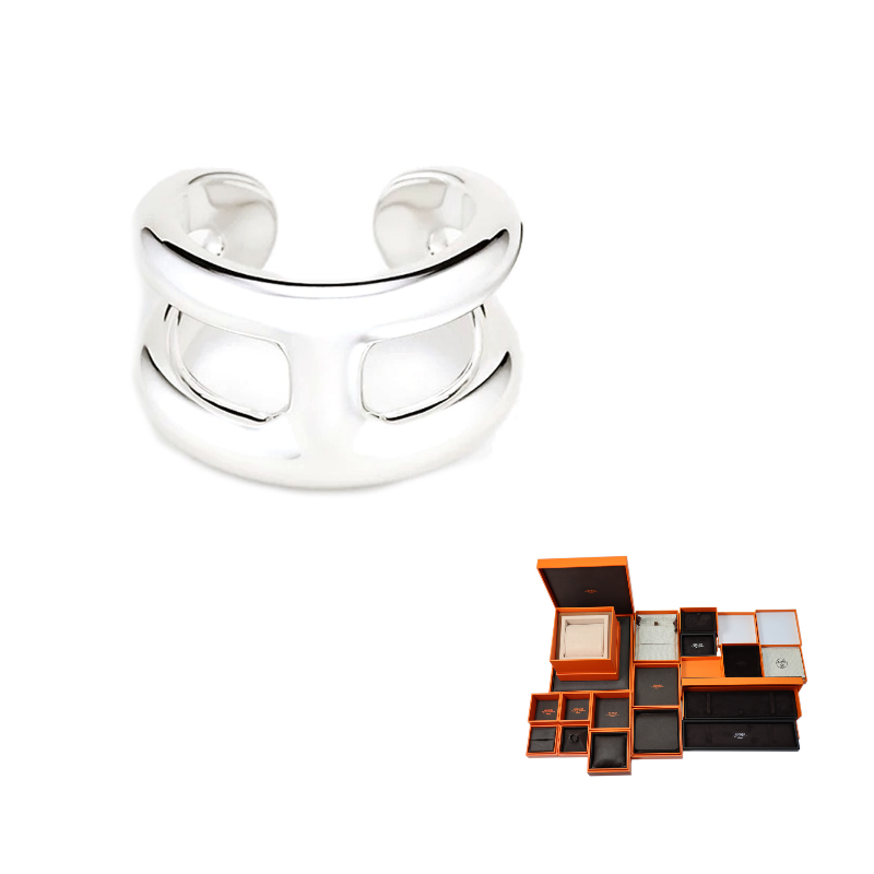 HERMES 925 Sterling Silver Rings Men's Silver