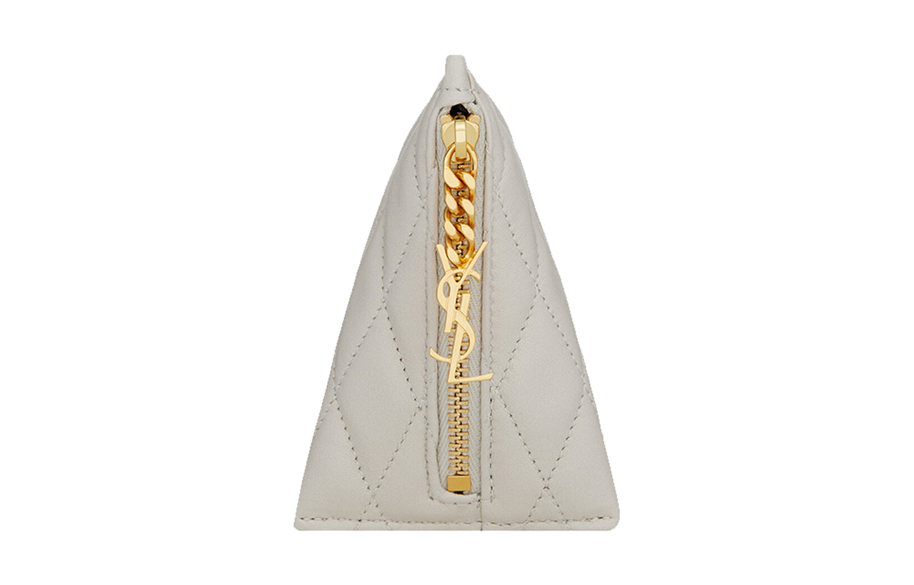 SAINT LAURENT Lambskin Coin Purse Small Size Women's White