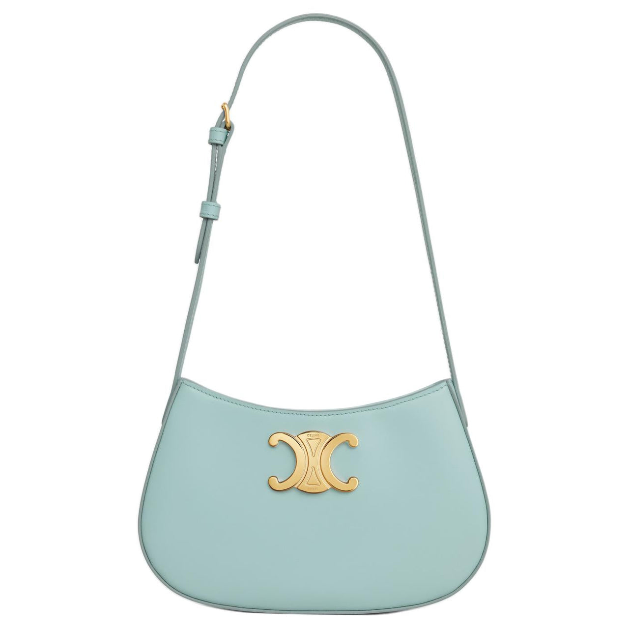 CELINE Cow Leather Handbag Shoulder Bag Women's Psilon Pool Blue