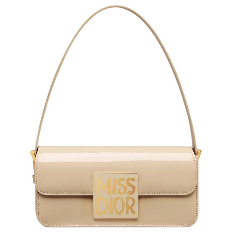 DIOR Miss Dior Cow Leather One Shoulder Handbag Women's Rope Beige