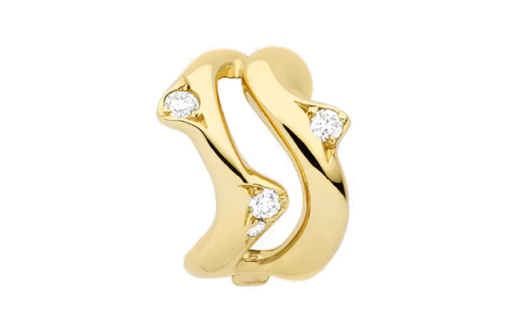 DIOR 18K Gold Diamonds Clip-On Earrings Women's Gold