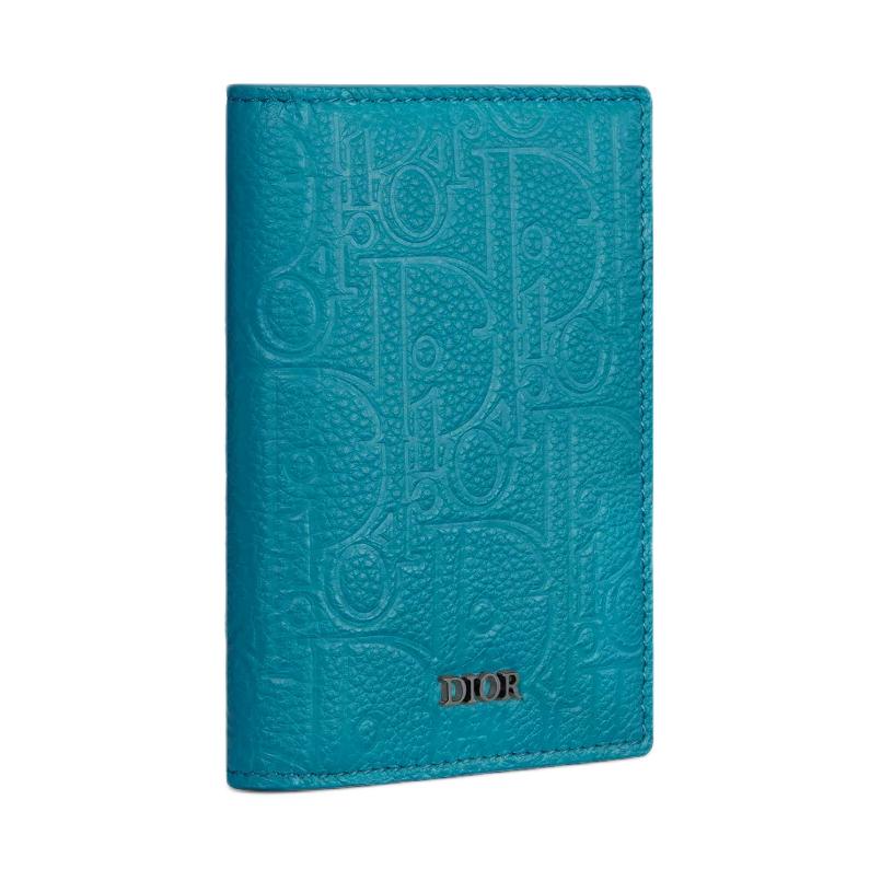 DIOR Calfskin Card Holder Men's Blue