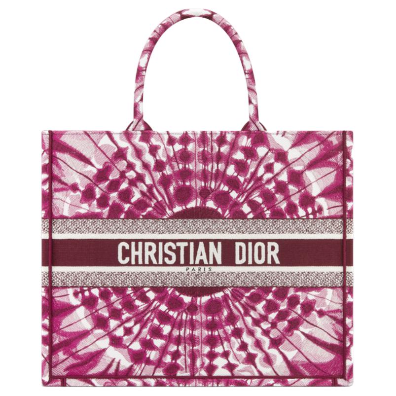 DIOR Miss Dior Cotton Tote Bag Shopping Bag Handbag Large Size Women's Purple