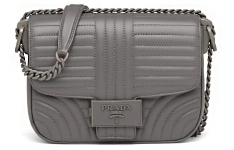 PRADA Cow Leather Shoulder Bag Women's Dark Gray