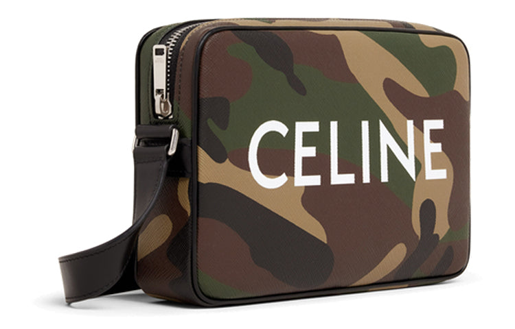 CELINE Cow Leather Artificial Leather Shoulder Bag Crossbody Bag Medium Size Men's Khaki Green