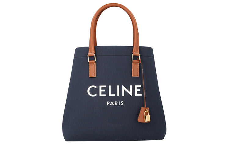 CELINE Cow Leather Shoulder Bag, Crossbody Bag, Handbag Large Size Unisex Navy Blue
