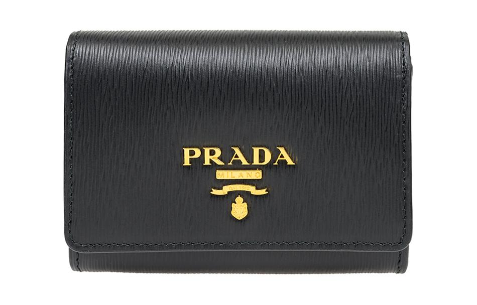 PRADA Cow Leather Wallet Women's Black
