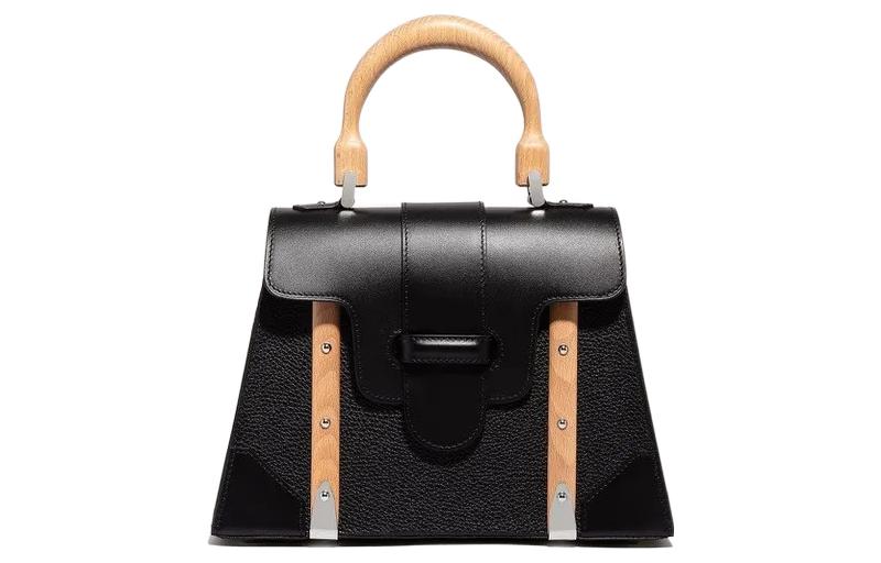 GOYARD Saigon Crumbsie Leather With Decise Bullhide Shoulder Bag Crossbody Bag Handbag Small Size Unisex Black