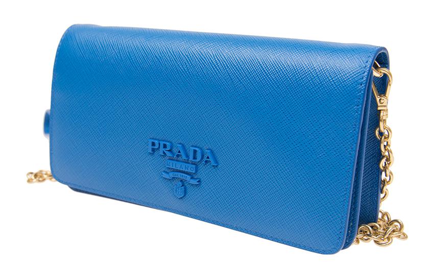 PRADA Cow Leather Handbag Crossbody Bag Shoulder Bag Women's Light Blue