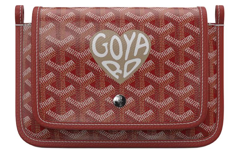 GOYARD Plumet Canvas With Leather Envelope Bag Crossbody Bag Shoulder Bag Unisex Red And Ivory Small Heart