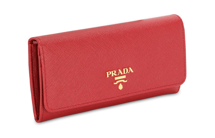PRADA Cow Leather Wallet Women's Red
