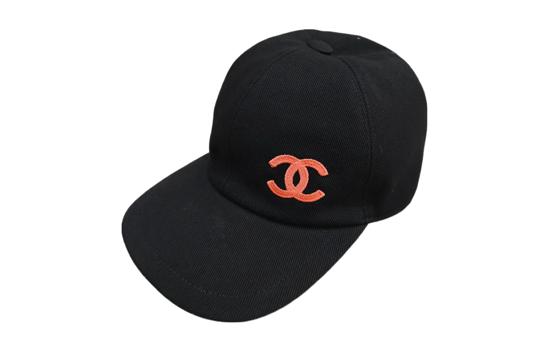 CHANEL Cotton Baseball Caps Unisex Black