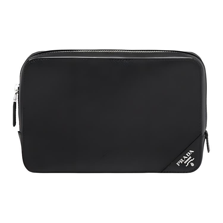 PRADA Cow Leather Clutch Men's Black