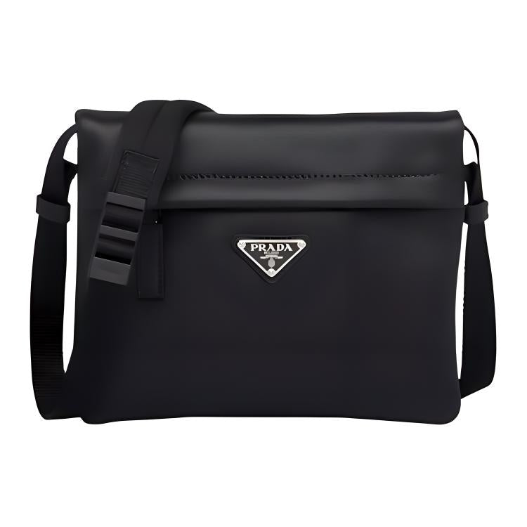 PRADA Cow Leather Shoulder Bag Men's Black