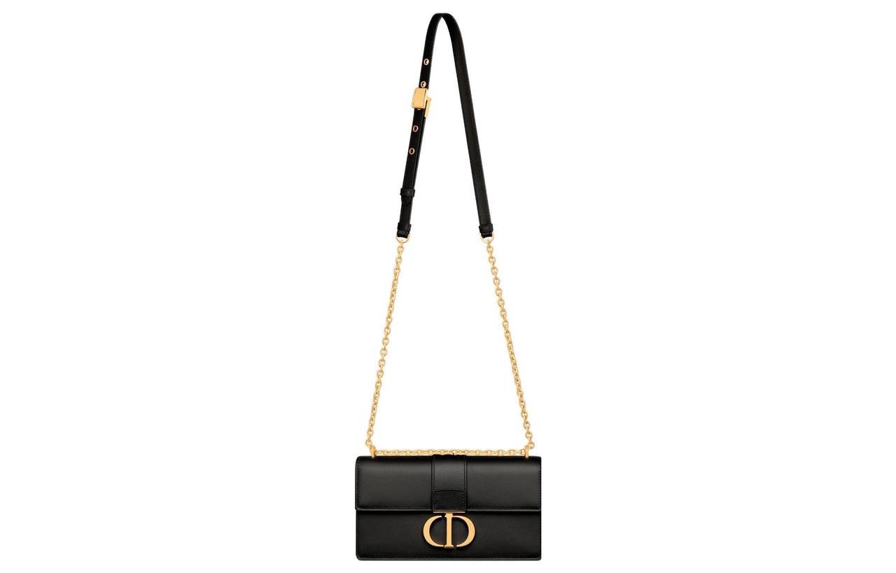 DIOR 30 Montaigne Cow Leather Chain Bag, Shoulder Bag, Crossbody Bag Trumpets Women's Black