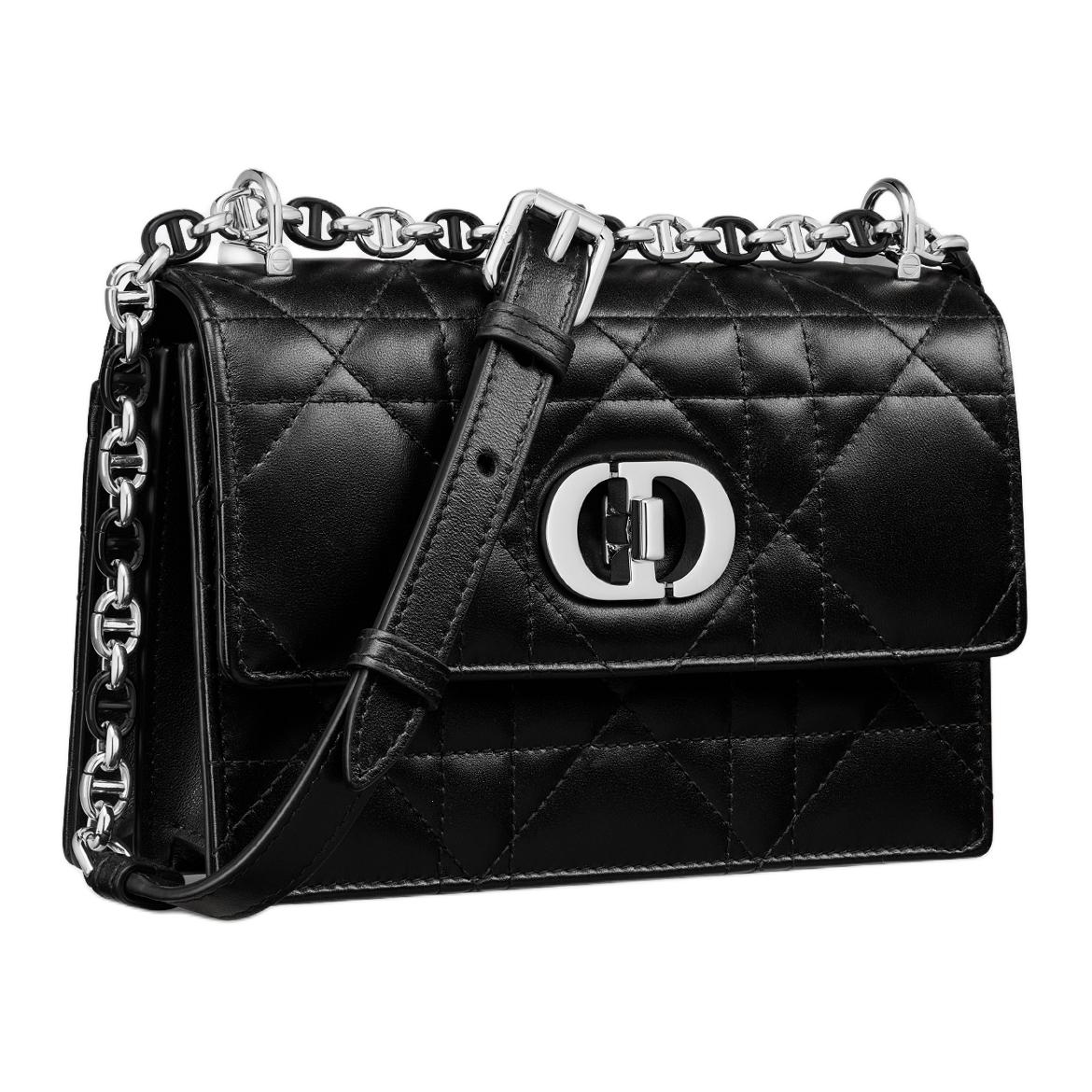 DIOR Caro Sheepskin Shoulder Bag Crossbody Bag Mini Women's Black