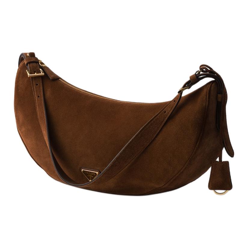 PRADA Calfskin Shoulder Bag Tubas Women's Cocoa Brown