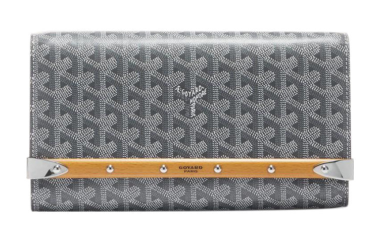 GOYARD MONTE-CARLO Canvas With Leather Clutches Crossbody Bags Small Size Women's Gray