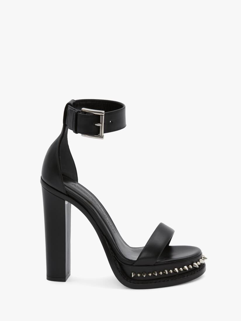 Alexander McQueen Punk Stud Platform Sandal in Black/silver