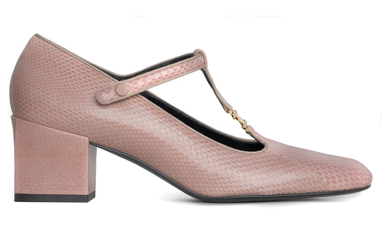 CELINE Chunky Heel High Heels Women's Pink