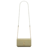 SAINT LAURENT CASSANDRE Patent Leather Crossbody Bag, Shoulder Bag Women's Soft Sage Green