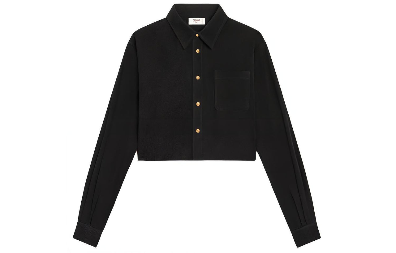 CELINE Cropped Shirt In Corduroy Shirt Women's Black