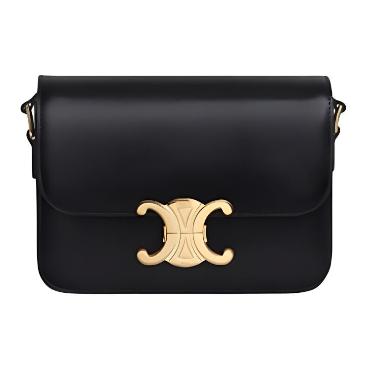 CELINE Calfskin Shoulder Bag Women's Black